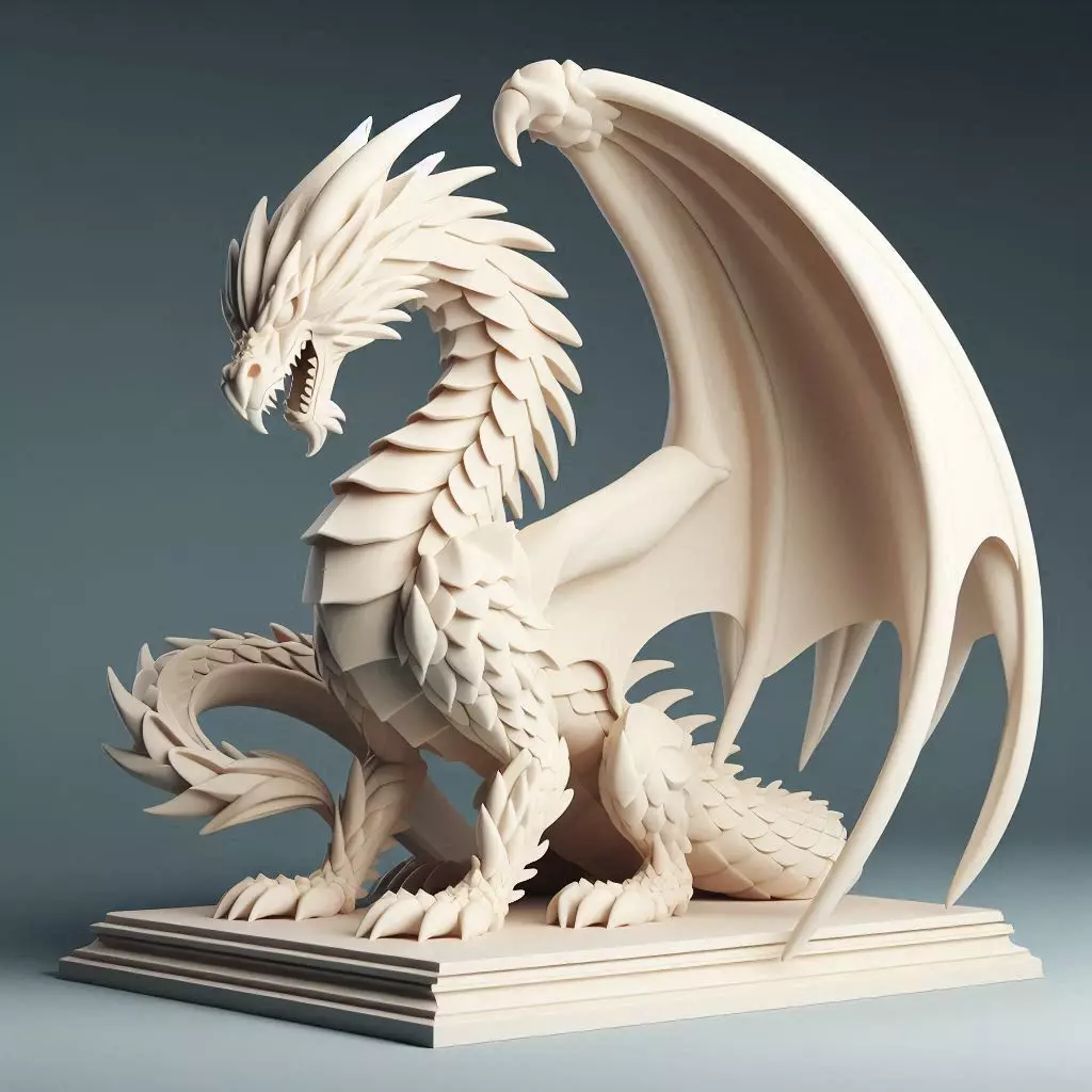 224 Menacing Fairytale Dragon in Ivory character monster fantasy 3D print model_36