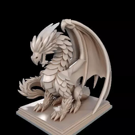224 Menacing Fairytale Dragon in Ivory character monster fantasy 3D print model_4