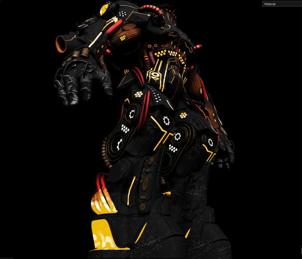 OBSIDIAN WARD Sci-Fi Mech Torso with 4K Textures 3D model_5