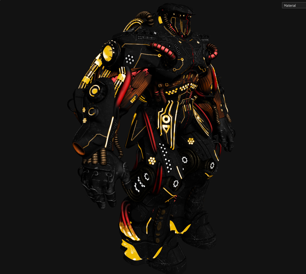 OBSIDIAN WARD Sci-Fi Mech Torso with 4K Textures 3D model_1