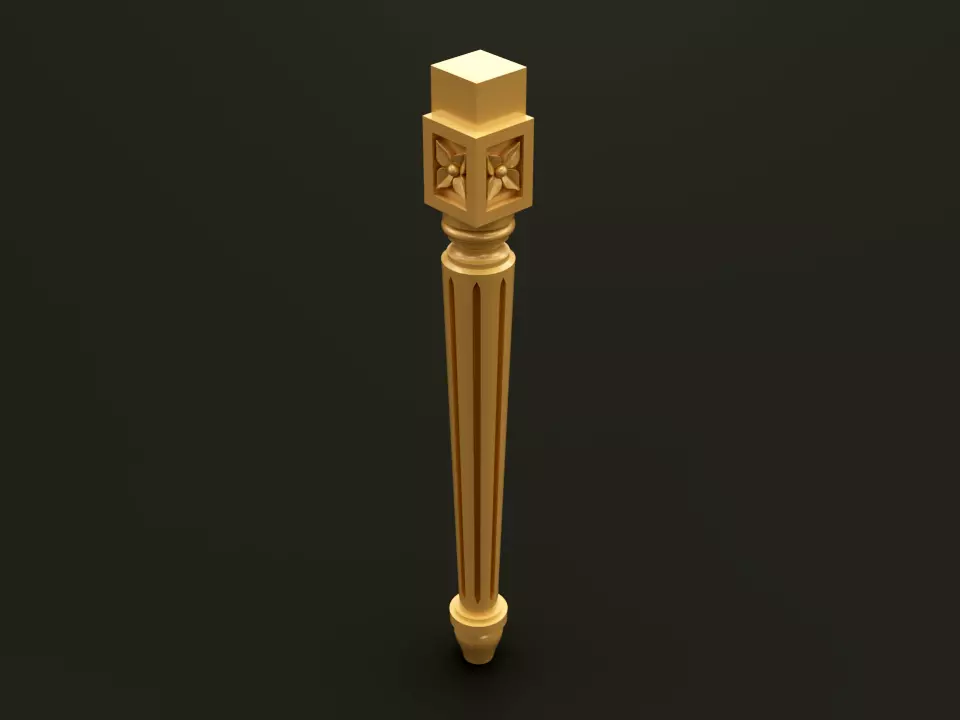 Classic Baroque Style Wooden Chair leg Free 3D model