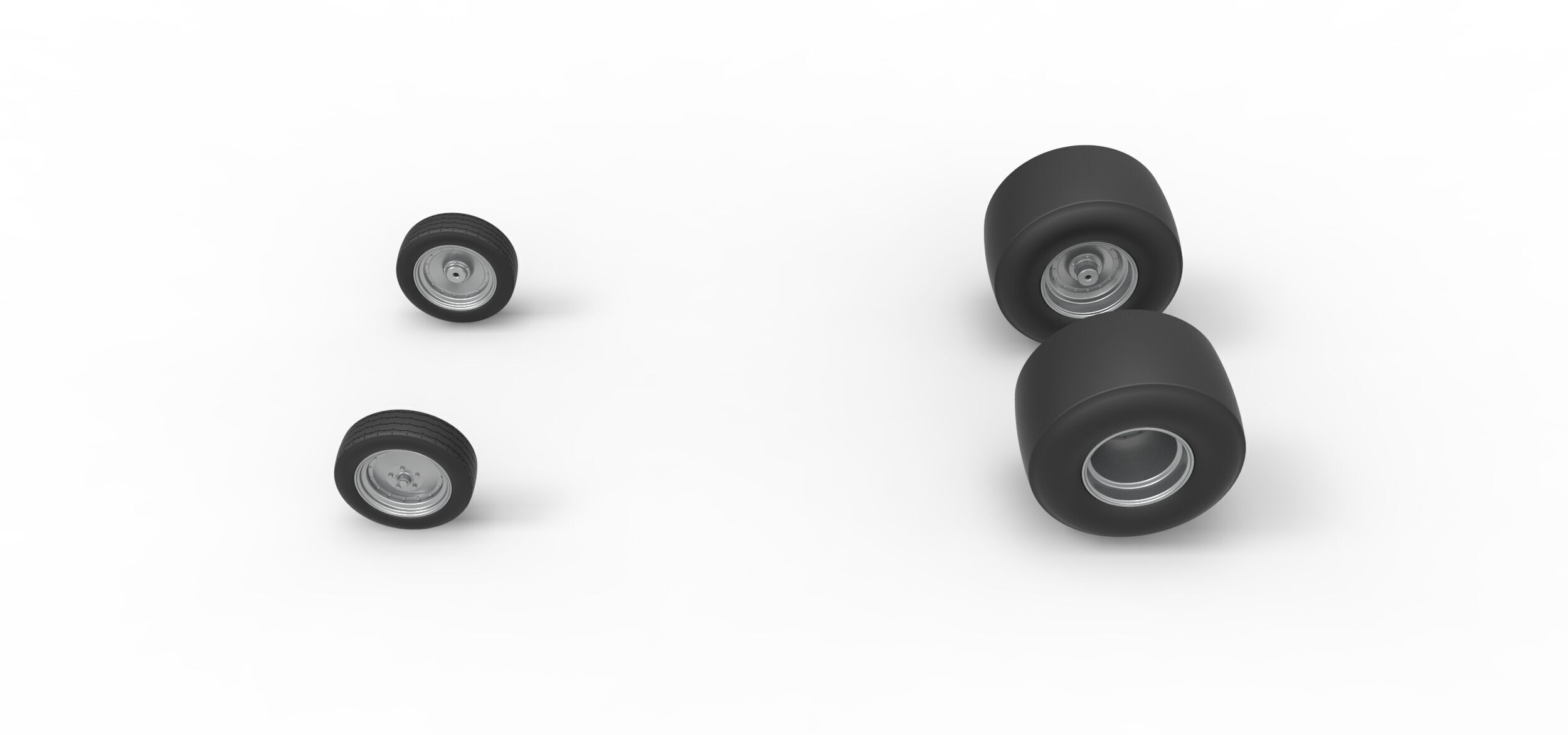 Wheel Set of Vintage Funny Car Scale 1 to 25 3D print model_5