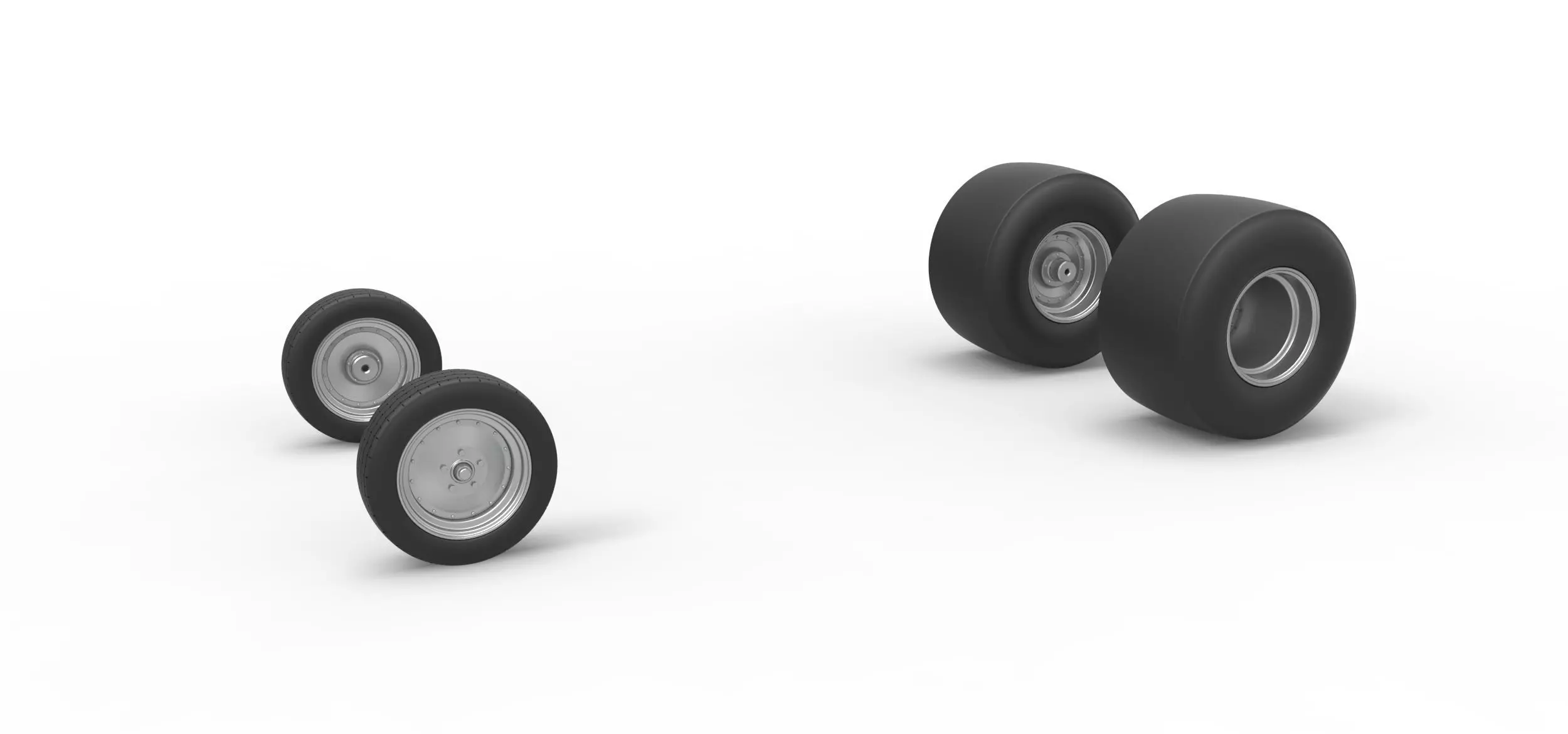 Wheel Set of Vintage Funny Car Scale 1 to 25 3D print model_0