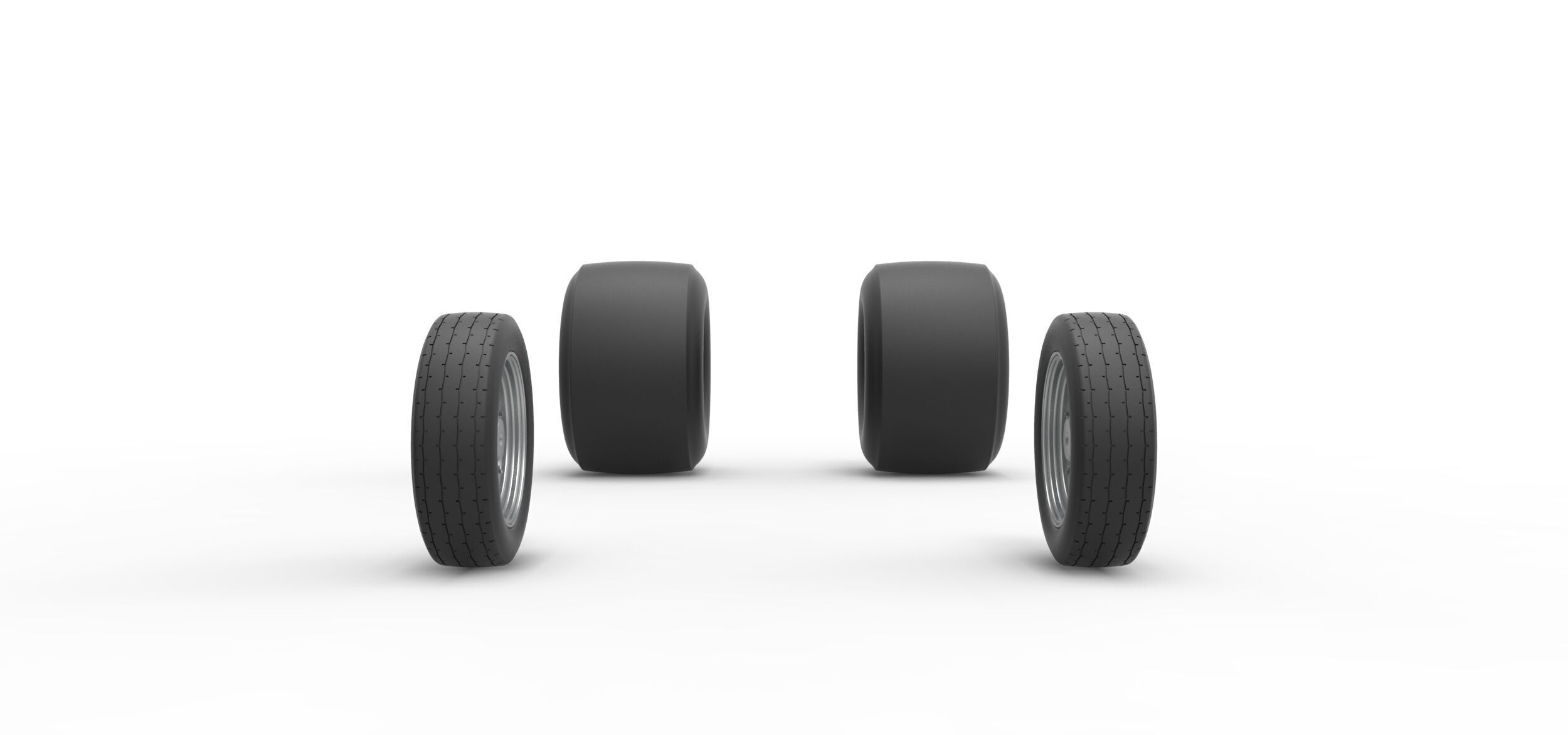 Wheel Set of Vintage Funny Car Scale 1 to 25 3D print model_3