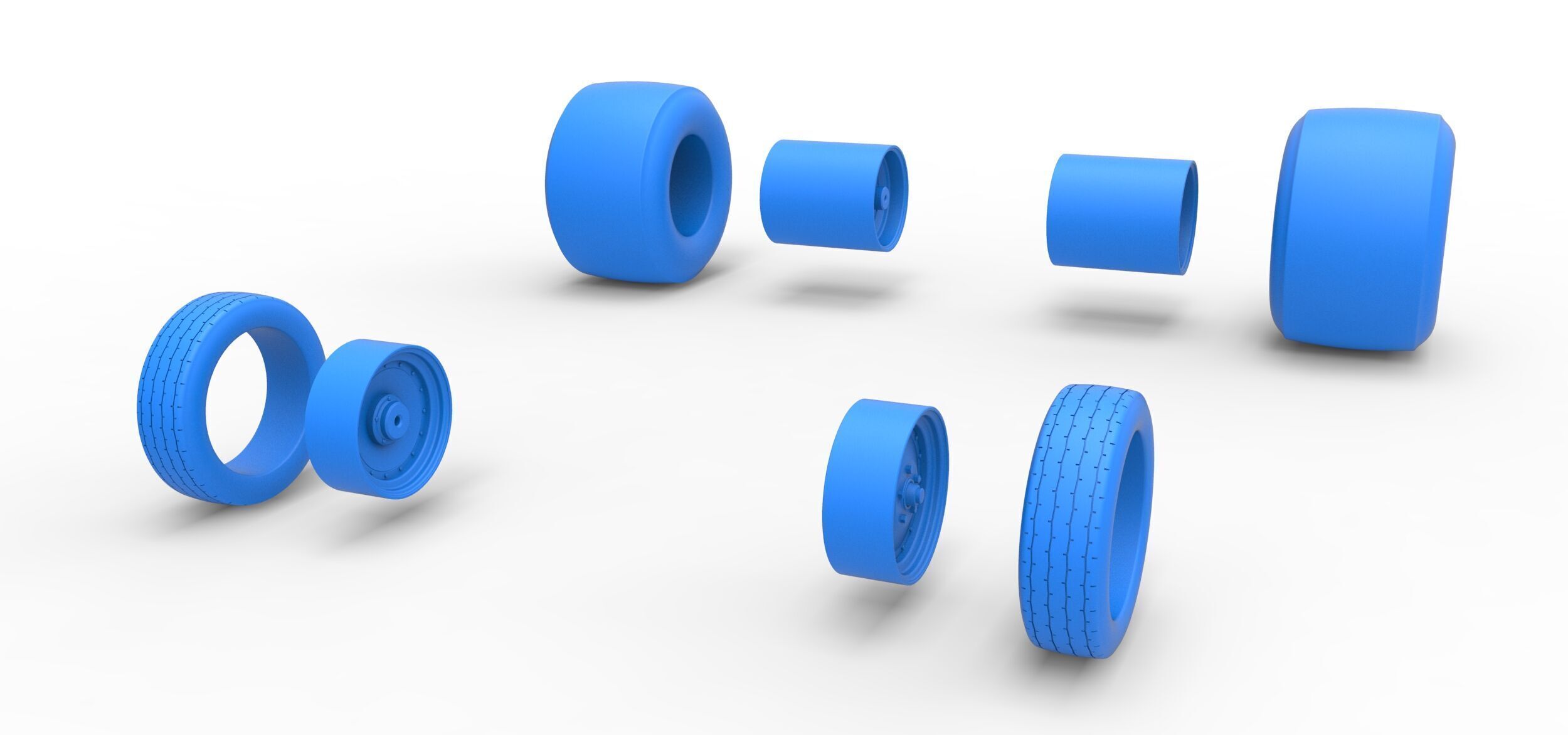 Wheel Set of Vintage Funny Car Scale 1 to 25 3D print model_8