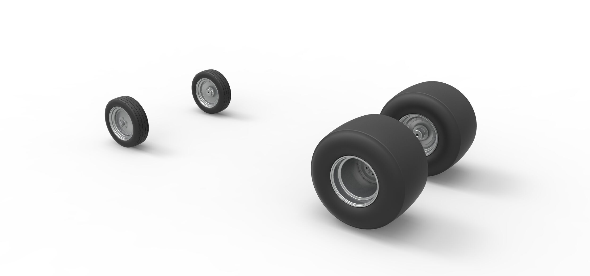 Wheel Set of Vintage Funny Car Scale 1 to 25 3D print model_6