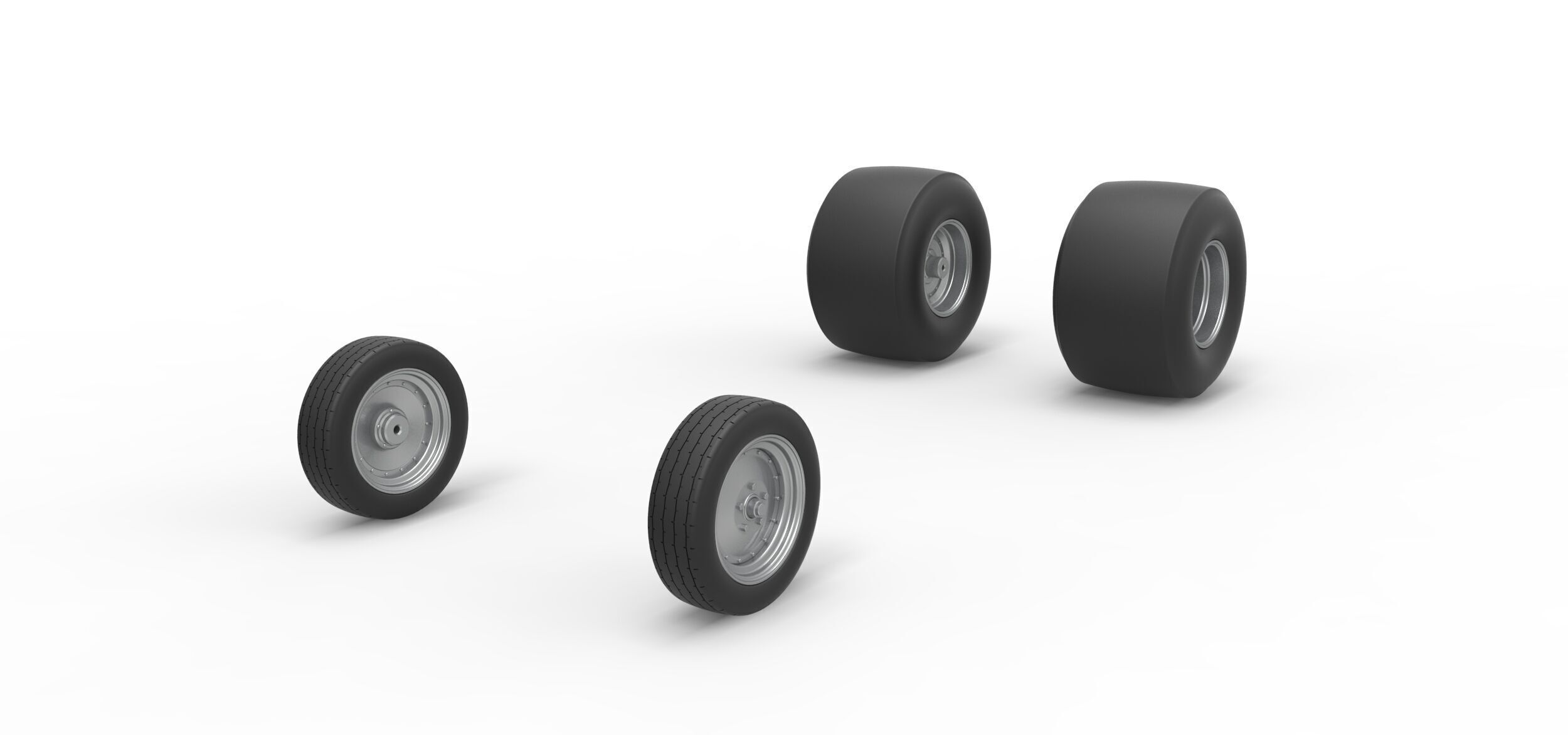 Wheel Set of Vintage Funny Car Scale 1 to 25 3D print model_1