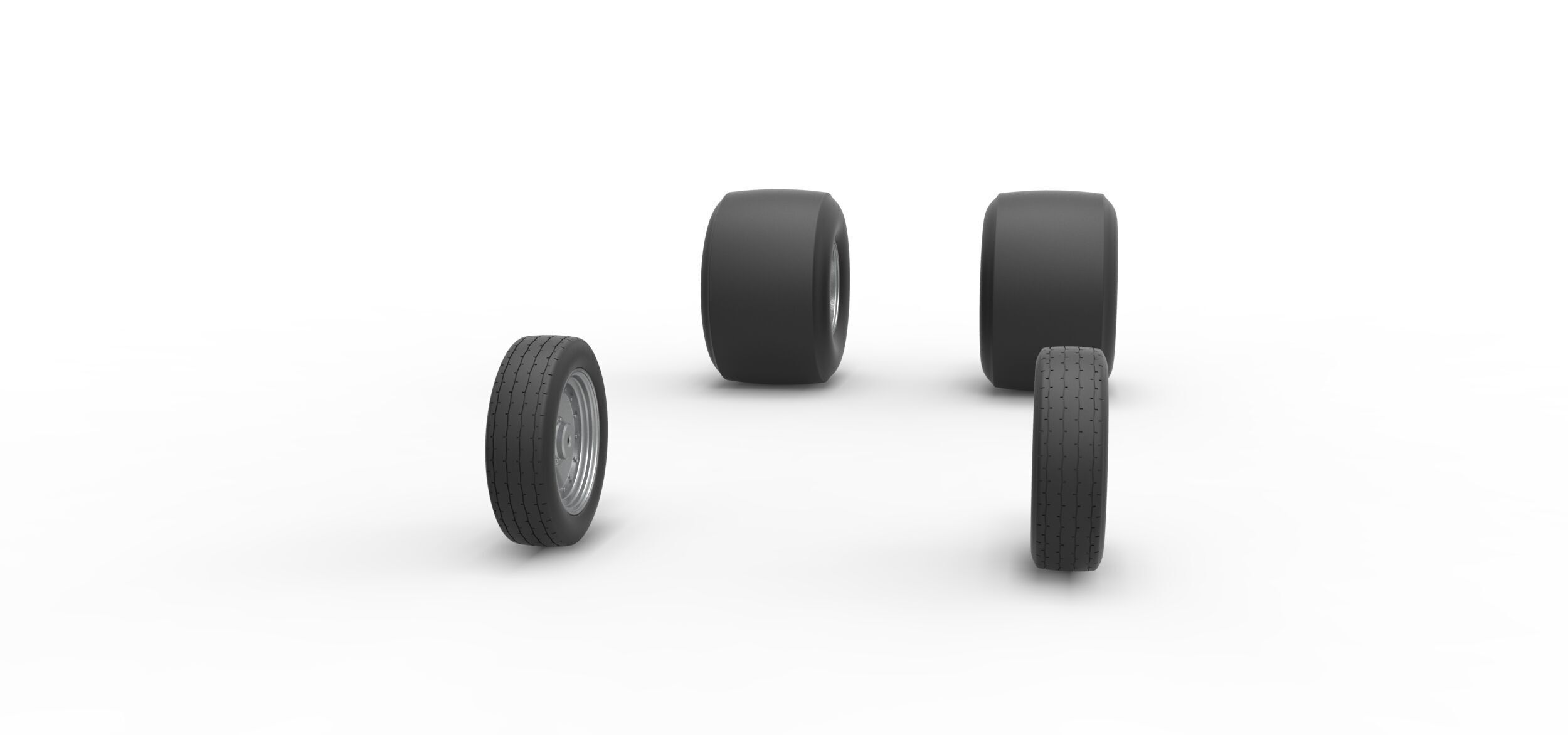 Wheel Set of Vintage Funny Car Scale 1 to 25 3D print model_2