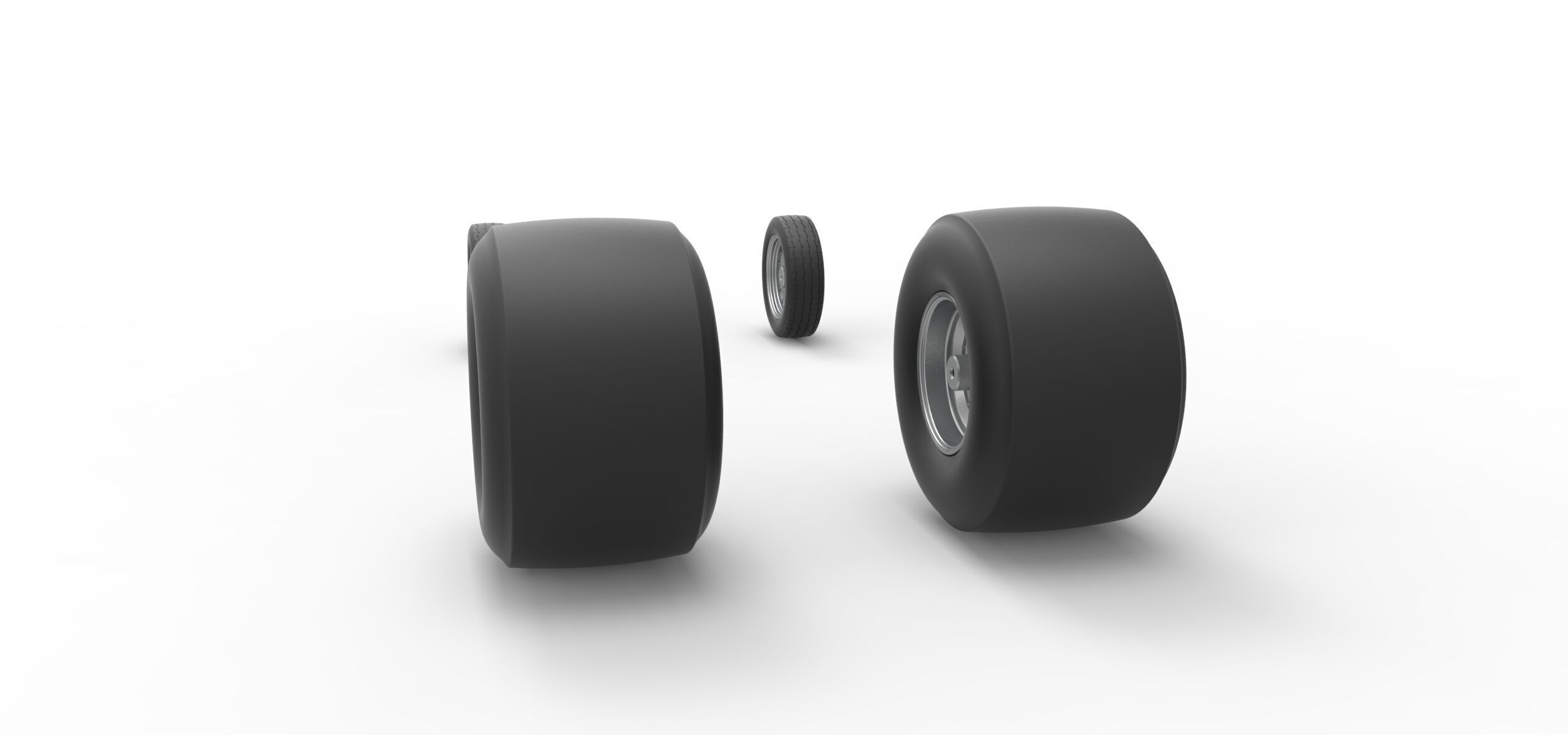 Wheel Set of Vintage Funny Car Scale 1 to 25 3D print model_7