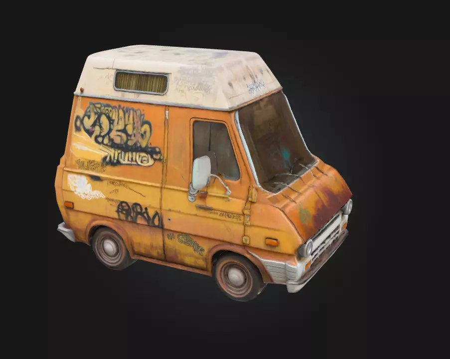 Rusty Graffiti Van Urban Decay on Wheels 3D model