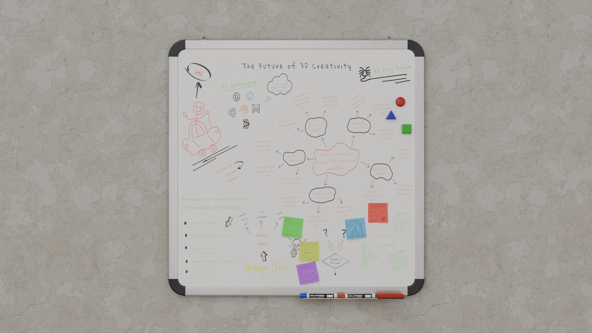 Professional Office Set - Customizable Writing Boards 3D Model Collection_15
