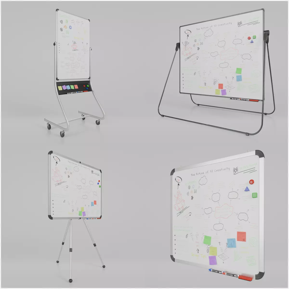 Professional Office Set - Customizable Writing Boards 3D Model Collection_0