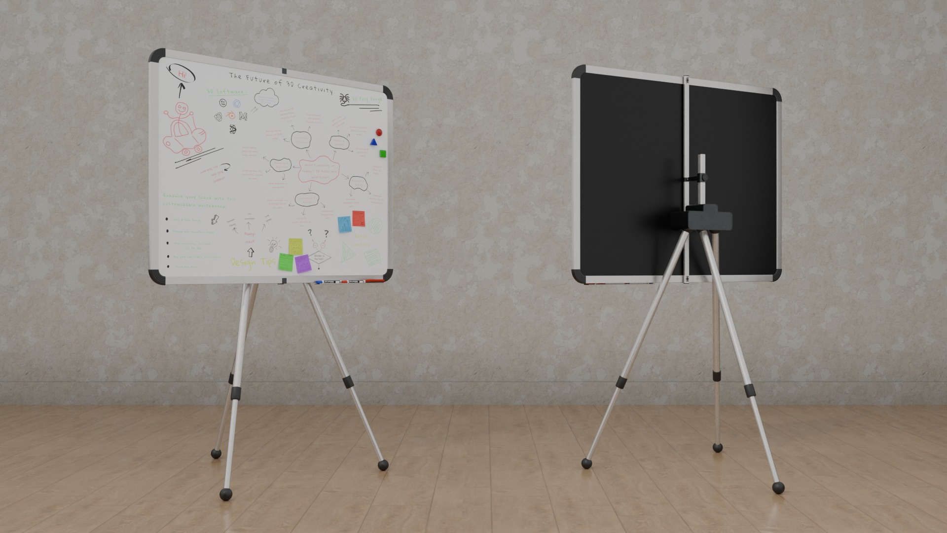 Professional Office Set - Customizable Writing Boards 3D Model Collection_31