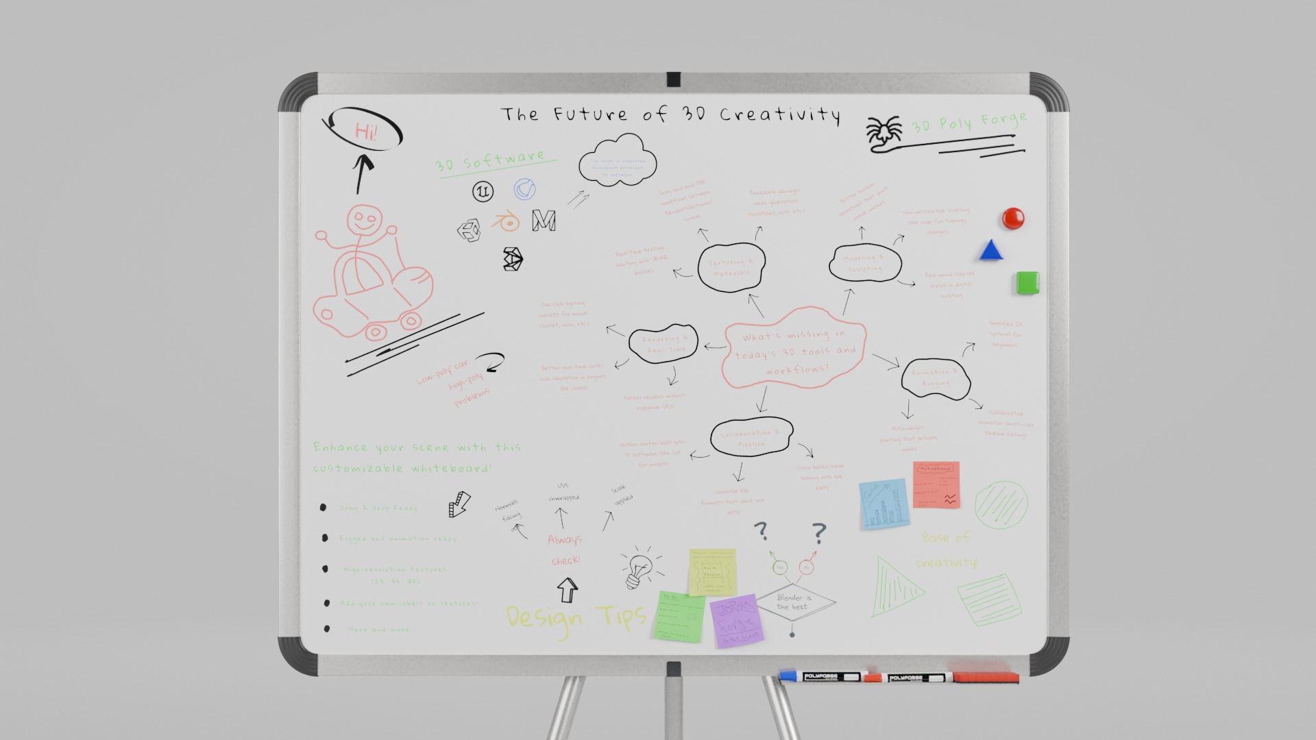 Professional Office Set - Customizable Writing Boards 3D Model Collection_32