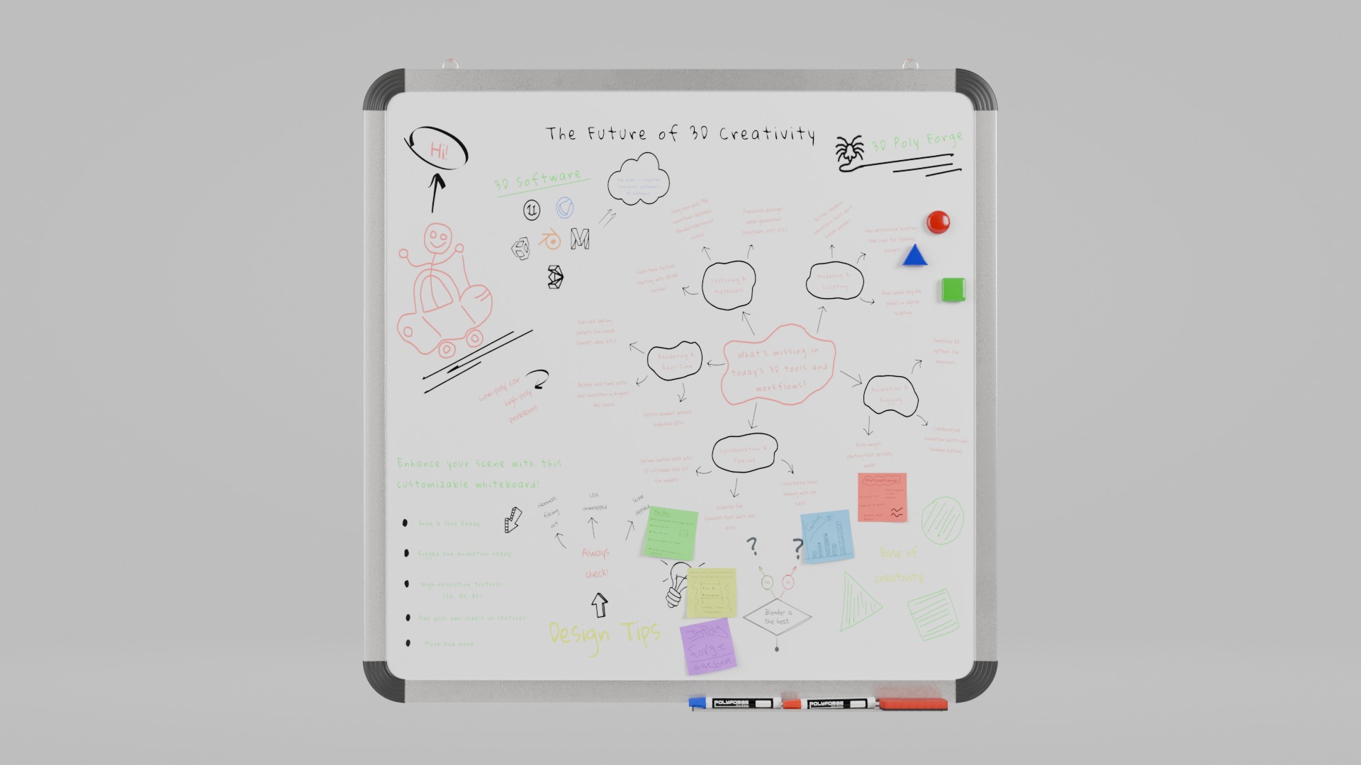 Professional Office Set - Customizable Writing Boards 3D Model Collection_12