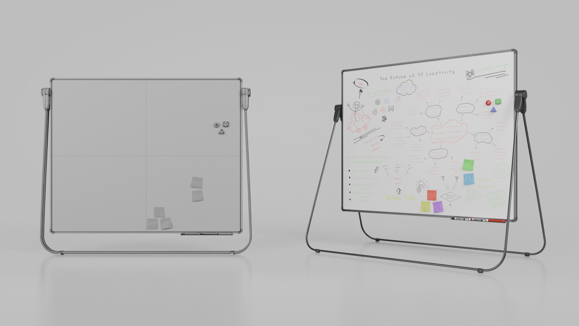 Professional Office Set - Customizable Writing Boards 3D Model Collection_11