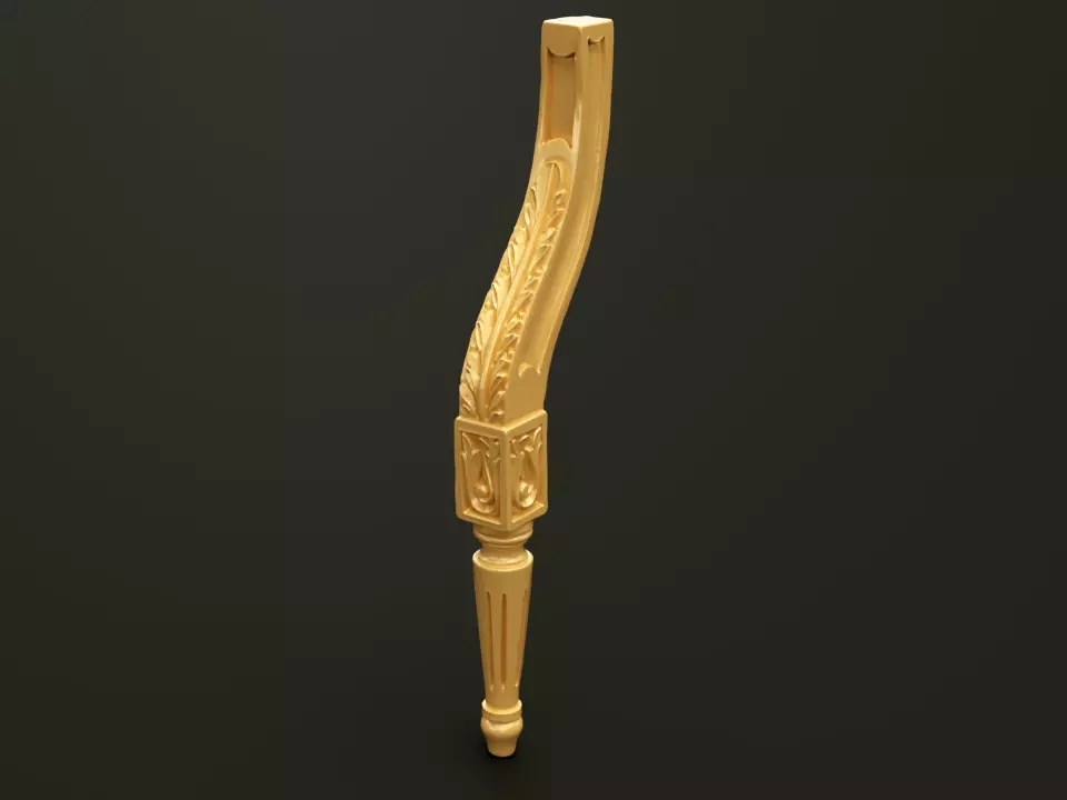 Classic Baroque Style Wooden Chair leg Free 3D model