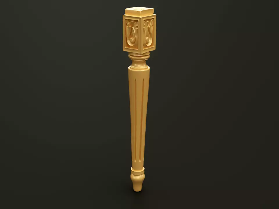 Classic Baroque Style Wooden Chair leg Free 3D model