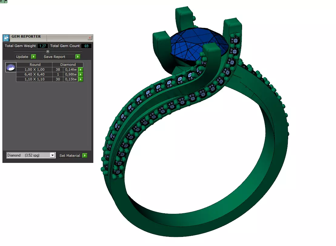 1 Ct Solitaire with pave 3D print model_0