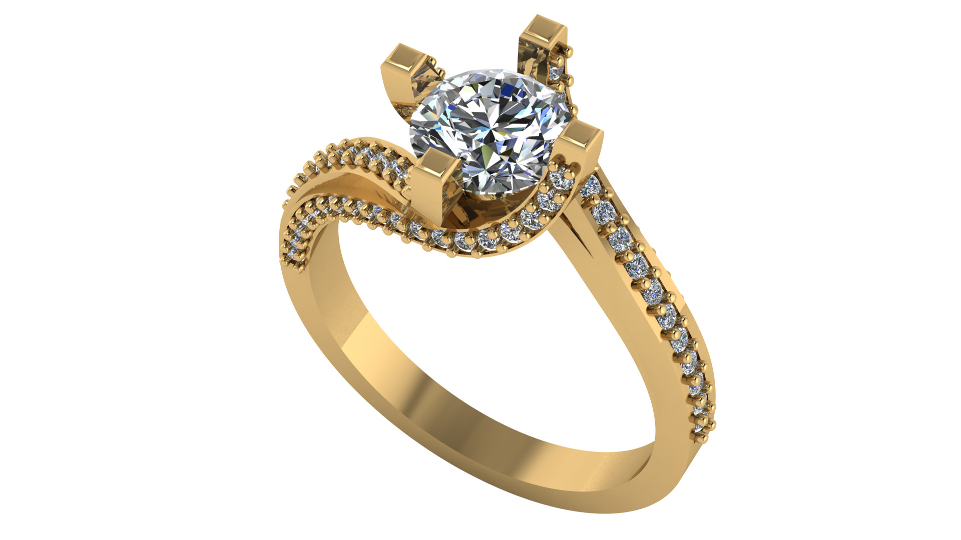 1 Ct Solitaire with pave 3D print model_5