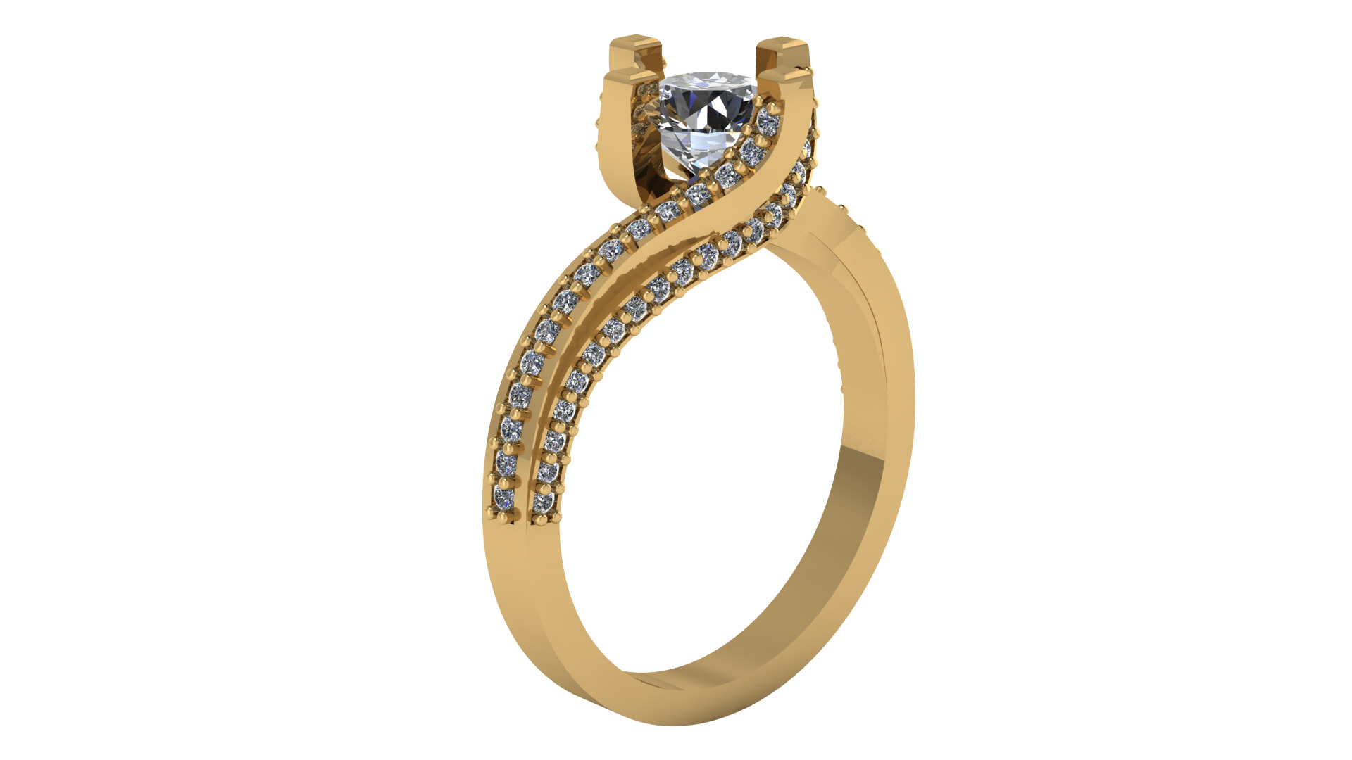 1 Ct Solitaire with pave 3D print model_4