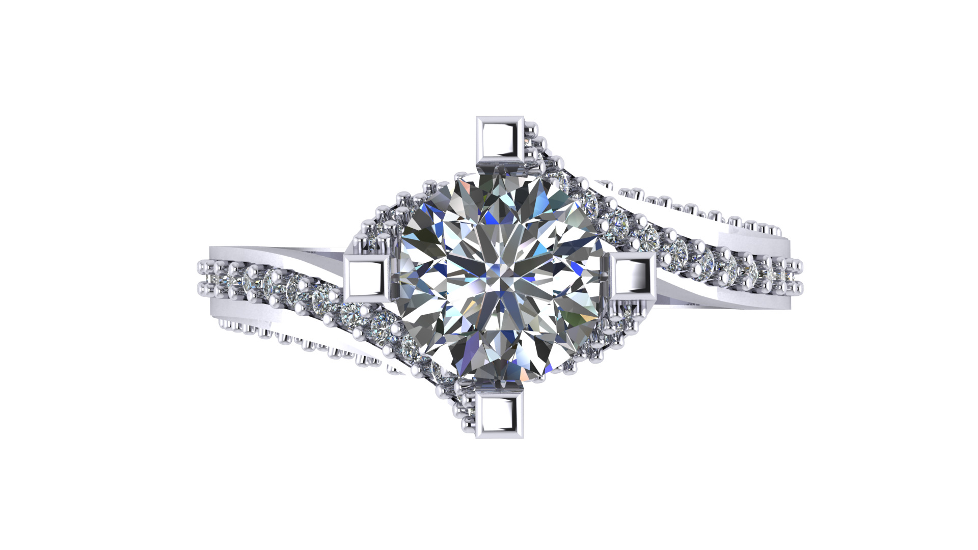 1 Ct Solitaire with pave 3D print model_3