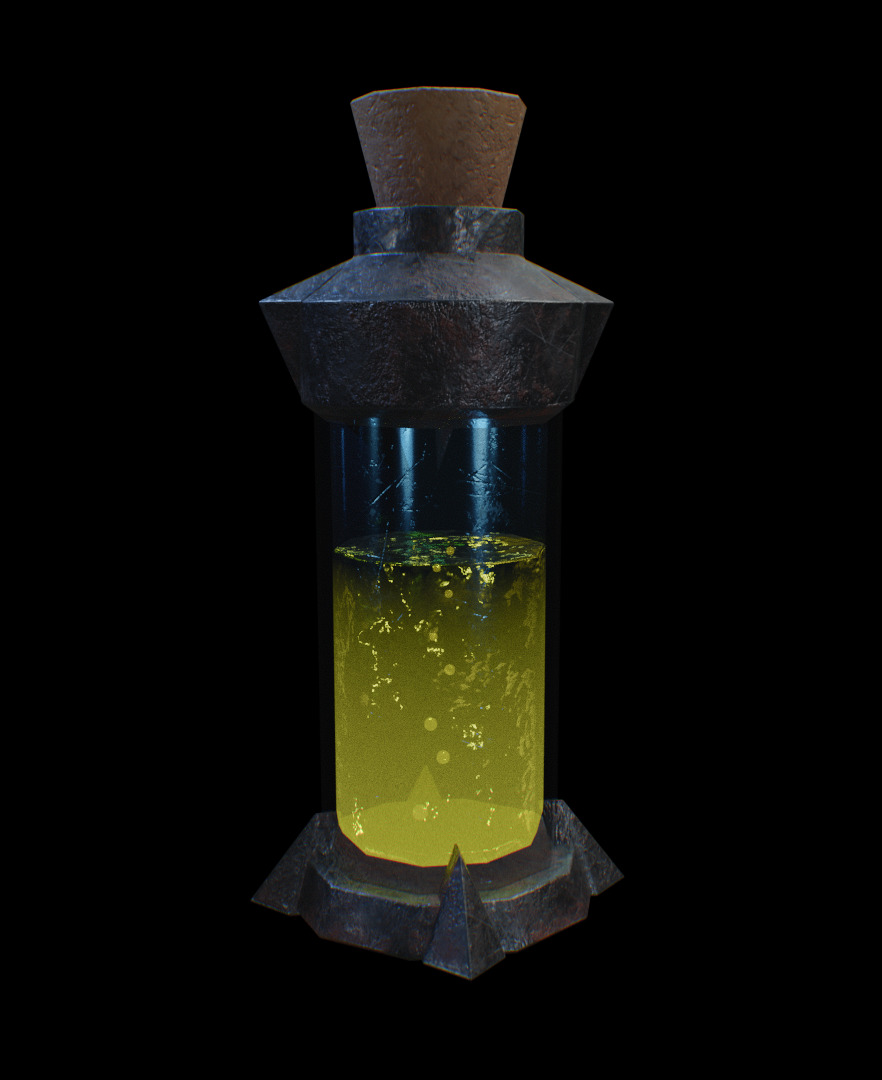 Dark Alchemy Potion Bottle Yellow Variant Game Ready Low-poly 3D model_4