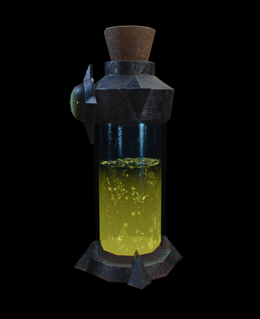 Dark Alchemy Potion Bottle Yellow Variant Game Ready Low-poly 3D model_3