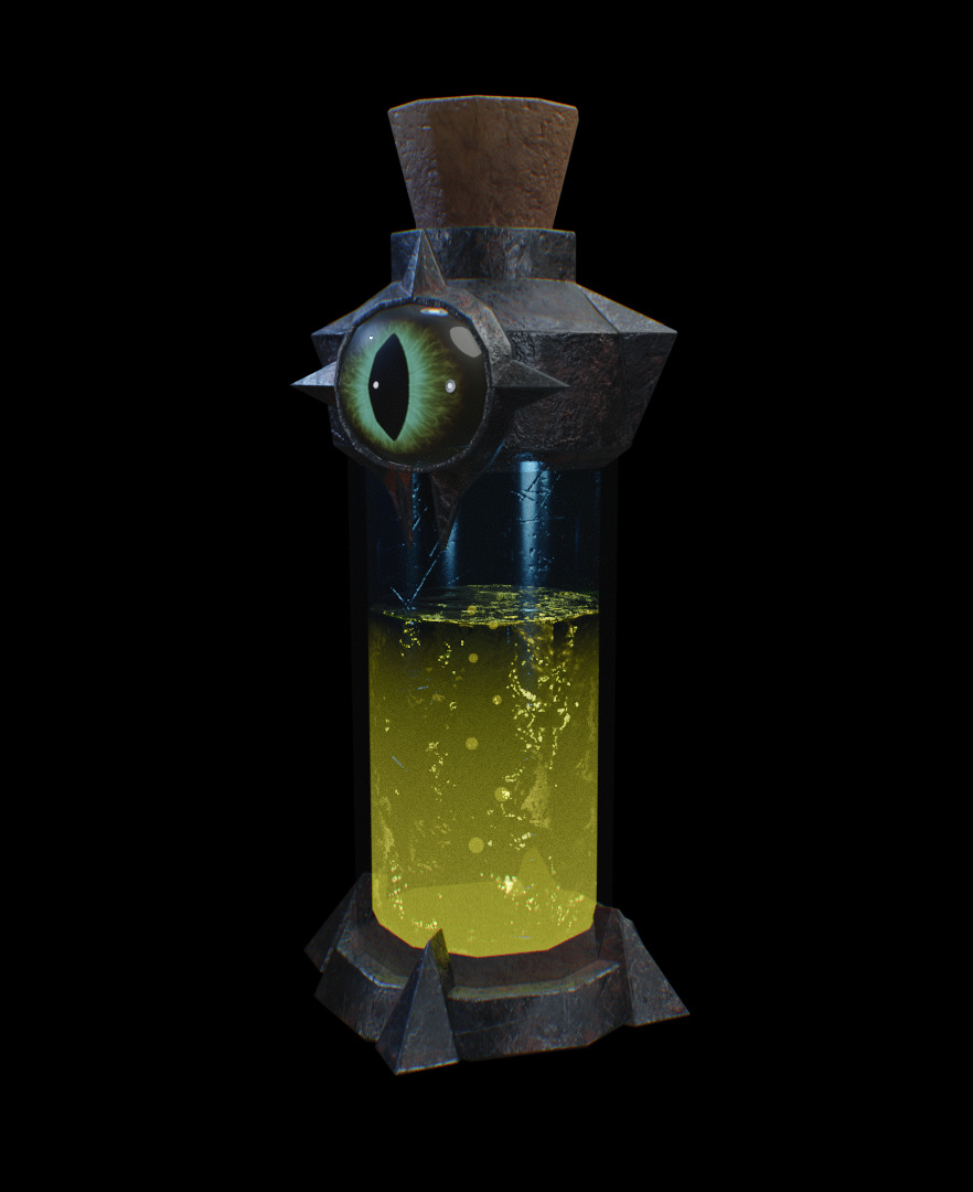 Dark Alchemy Potion Bottle Yellow Variant Game Ready Low-poly 3D model_2