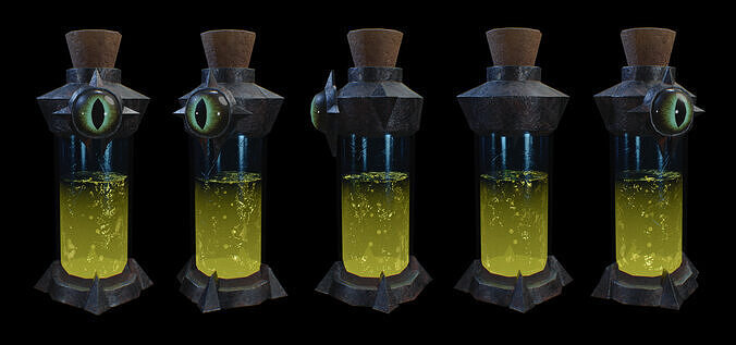 Dark Alchemy Potion Bottle Yellow Variant Game Ready Low-poly 3D model