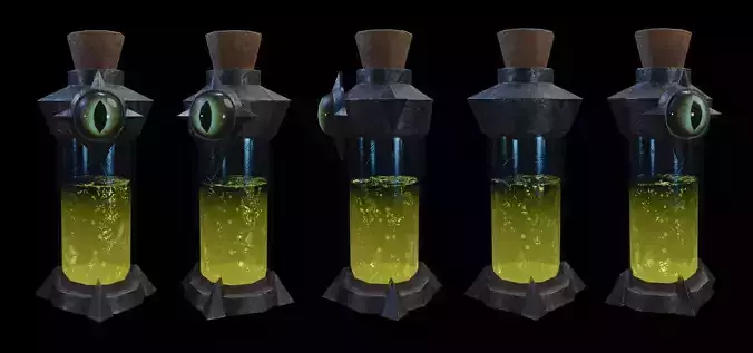 Dark Alchemy Potion Bottle Yellow Variant Game Ready