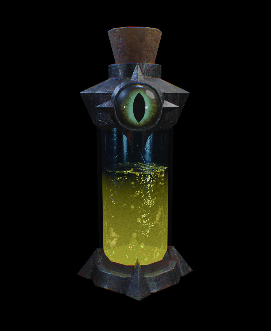 Dark Alchemy Potion Bottle Yellow Variant Game Ready Low-poly 3D model_1