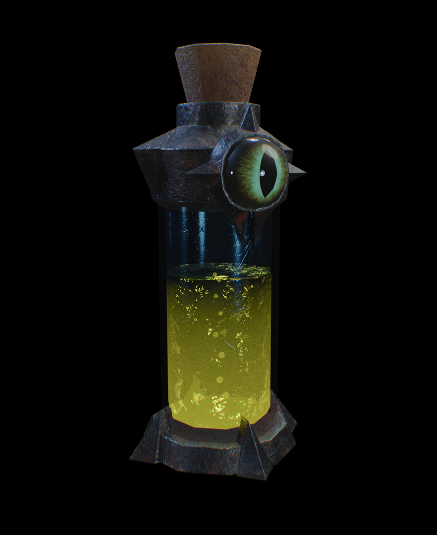 Dark Alchemy Potion Bottle Yellow Variant Game Ready Low-poly 3D model_5