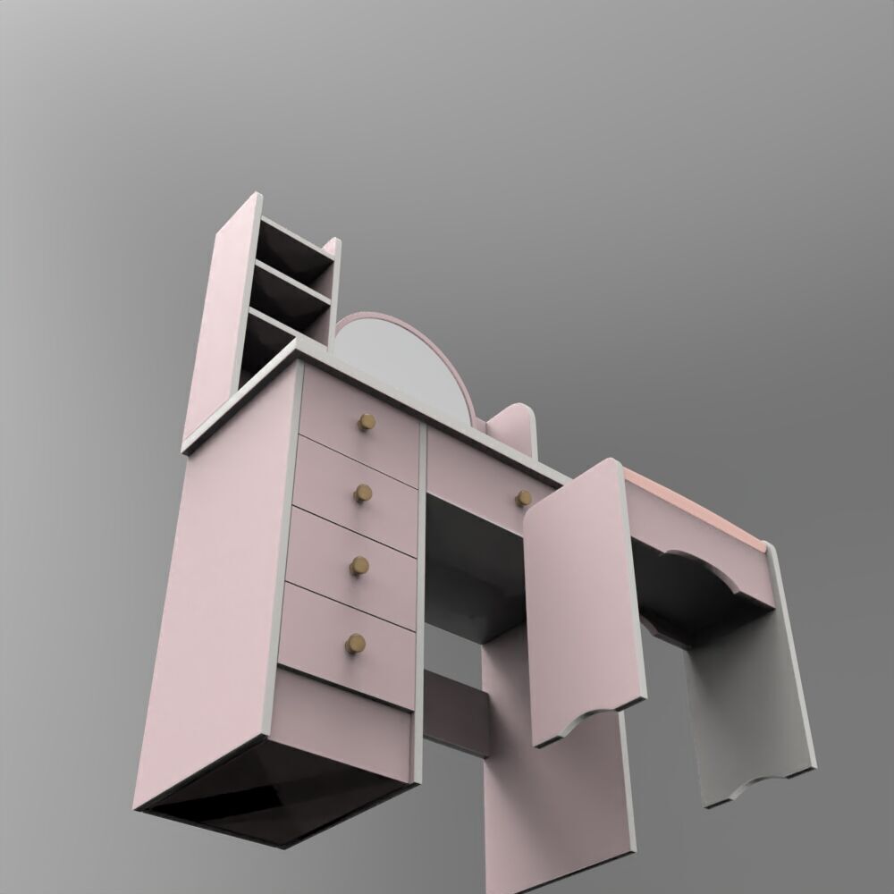 dressing table Low-poly 3D model_4