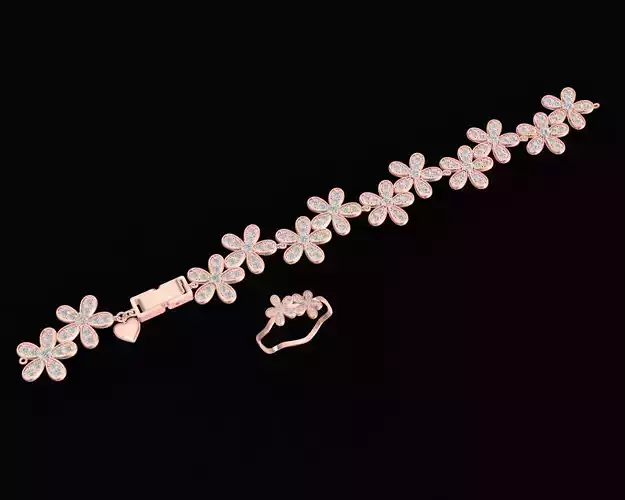 46a Flower Bracelets and Flower Ring