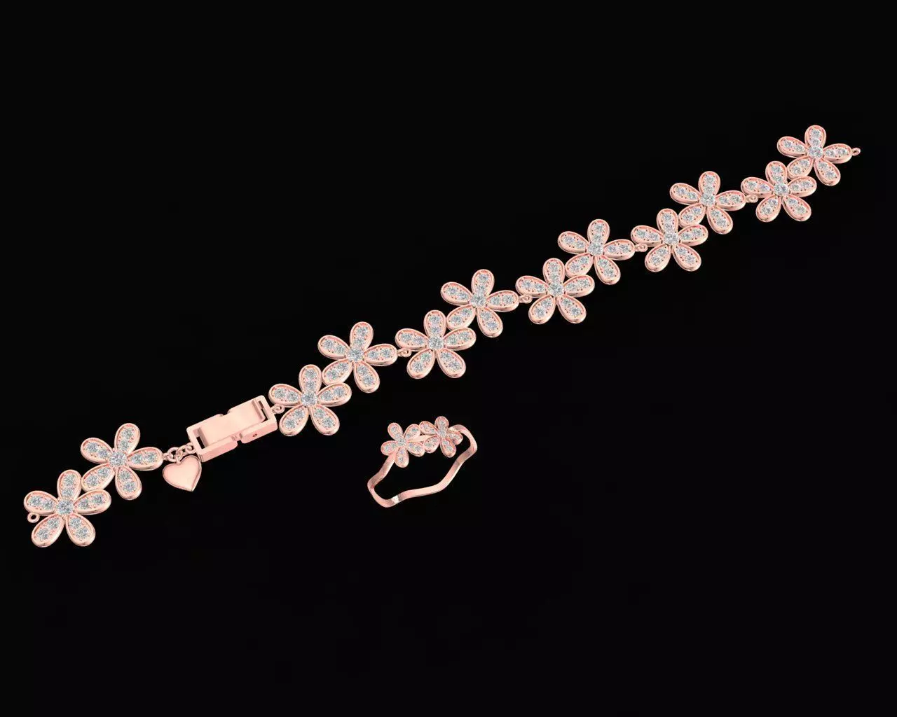Luxury Floral Link Bracelet Jewelry Model 46 3D print model
