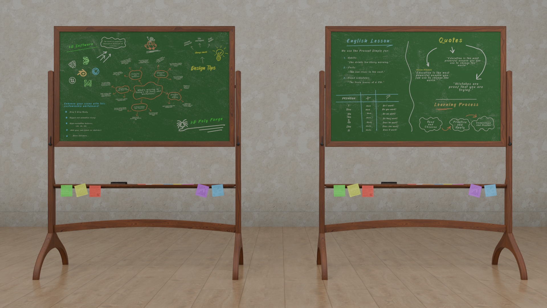 Education Ultimate Bundle - Customizable Writing Boards 3D Model Collection_9
