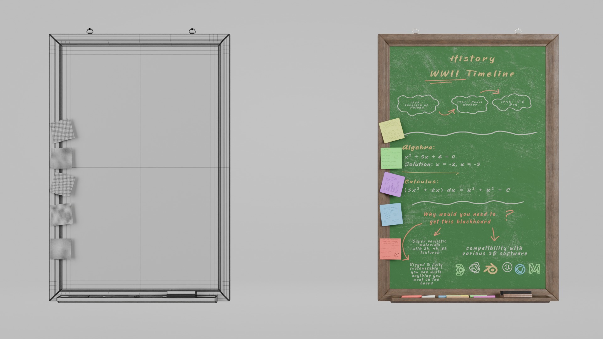 Education Ultimate Bundle - Customizable Writing Boards 3D Model Collection_21