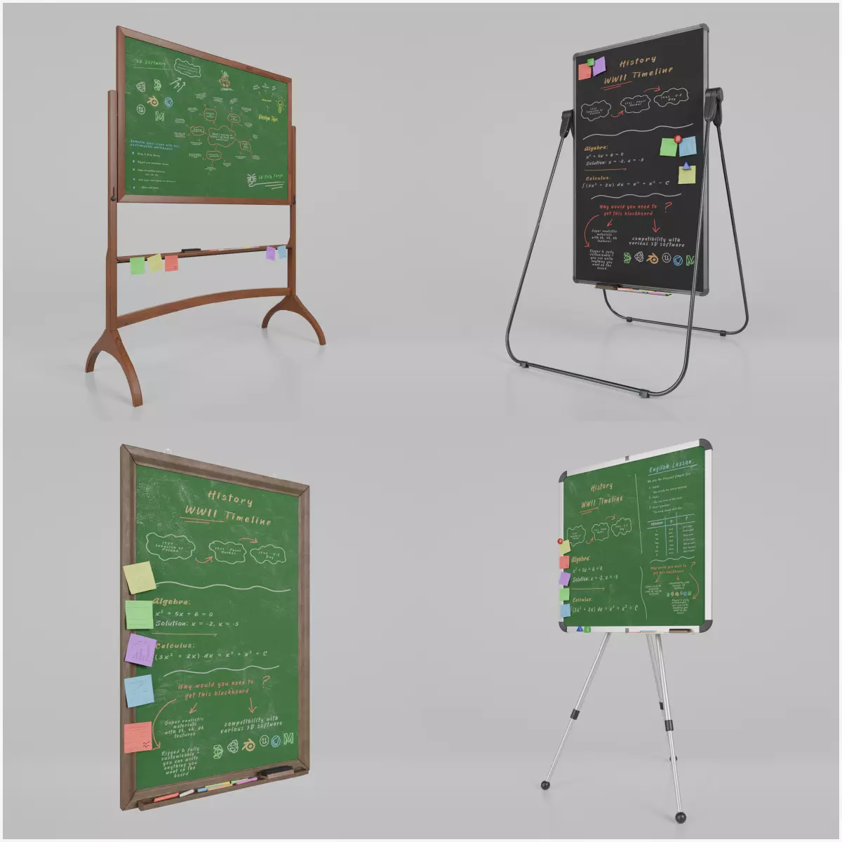 Education Ultimate Bundle - Customizable Writing Boards 3D Model Collection_0
