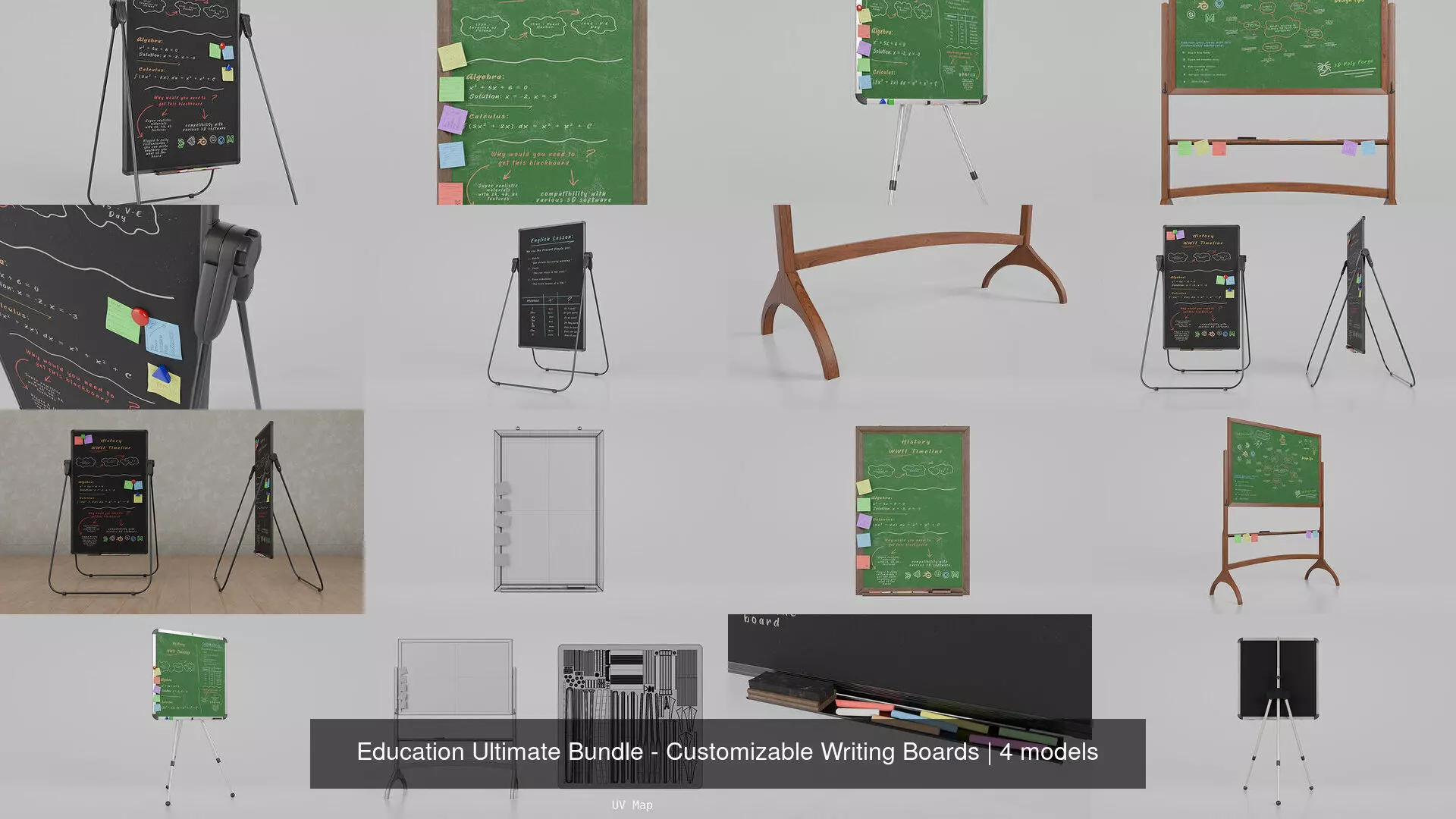 Education Ultimate Bundle - Customizable Writing Boards 3D Model Collection_5