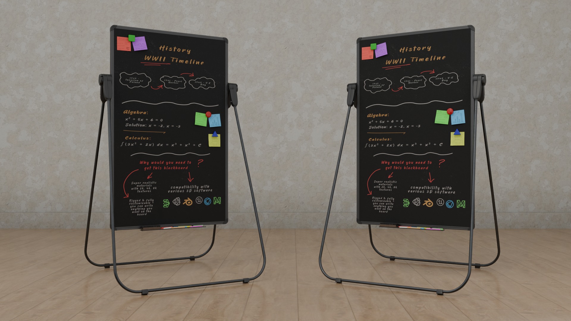 Education Ultimate Bundle - Customizable Writing Boards 3D Model Collection_24