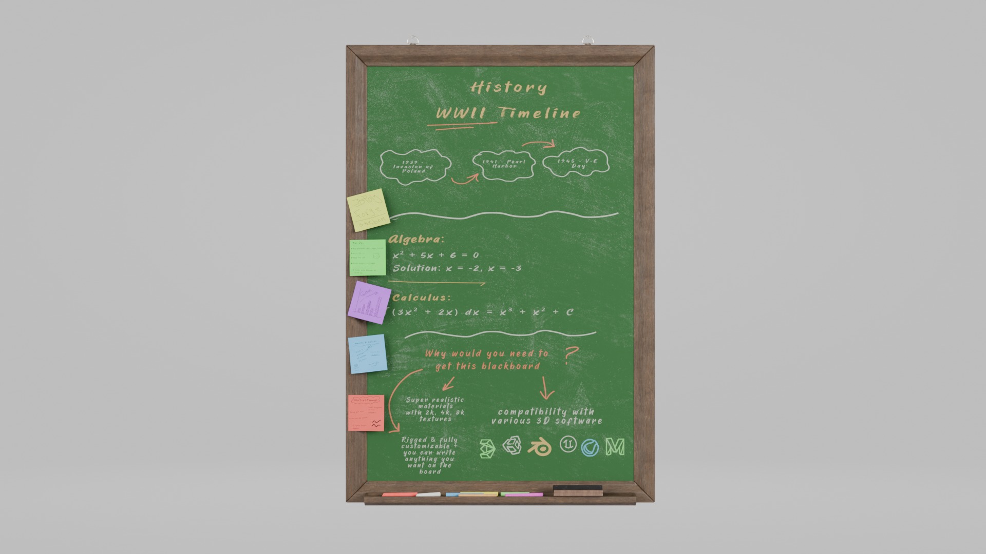 Education Ultimate Bundle - Customizable Writing Boards 3D Model Collection_14