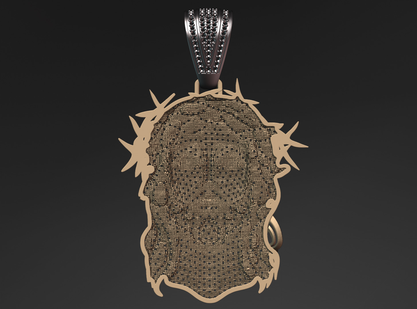 Jesus Pendant with diamonds 3D print model_5