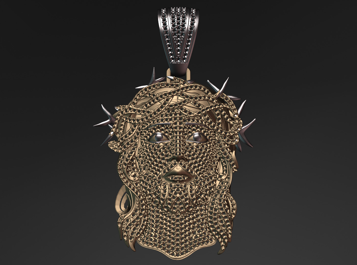 Jesus Pendant with diamonds 3D print model_4