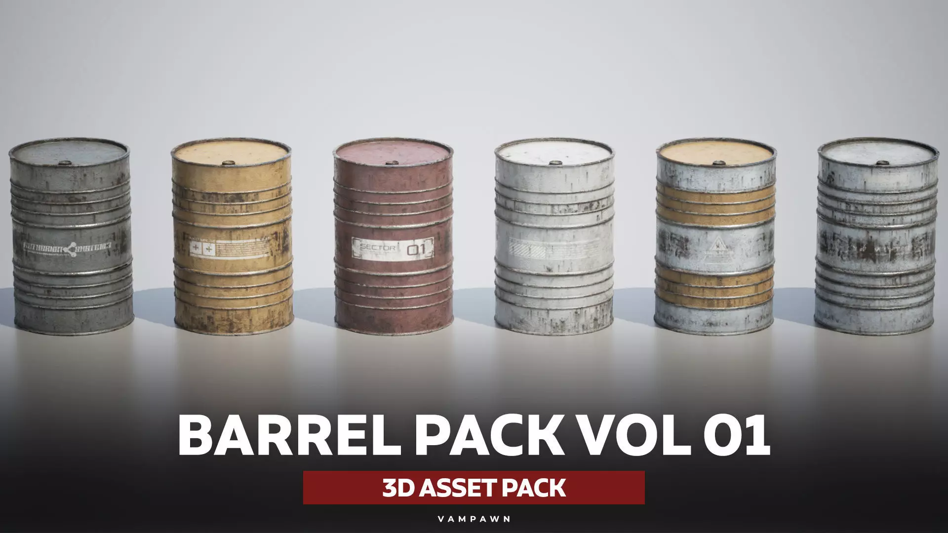Barrel Pack Vol 01 Low-poly 3D model_0