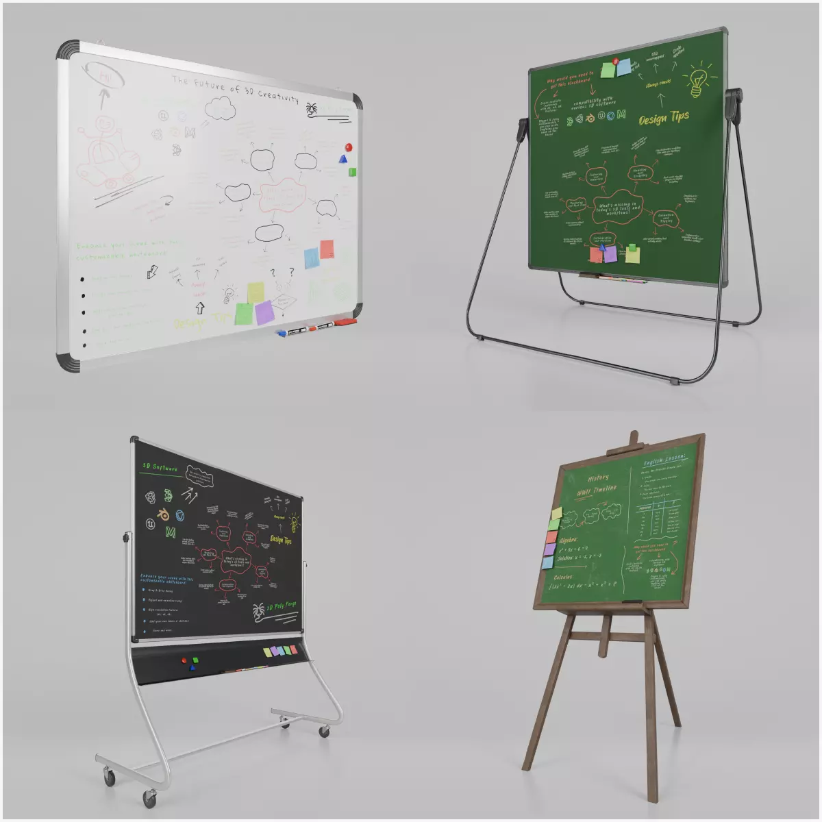 Architectural Visualization Kit - Customizable Writing Boards 3D Model Collection_0