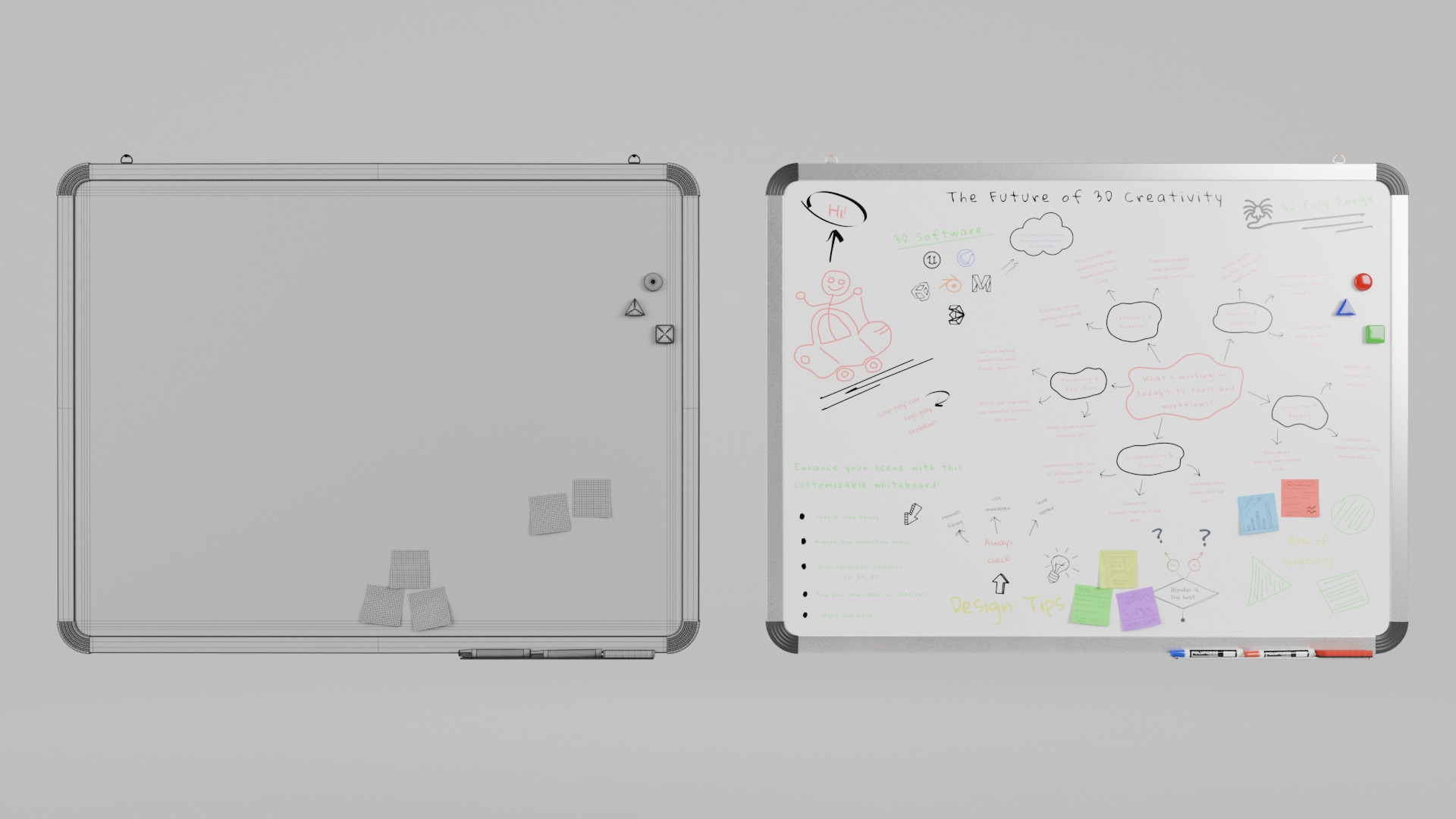 Architectural Visualization Kit - Customizable Writing Boards 3D Model Collection_29