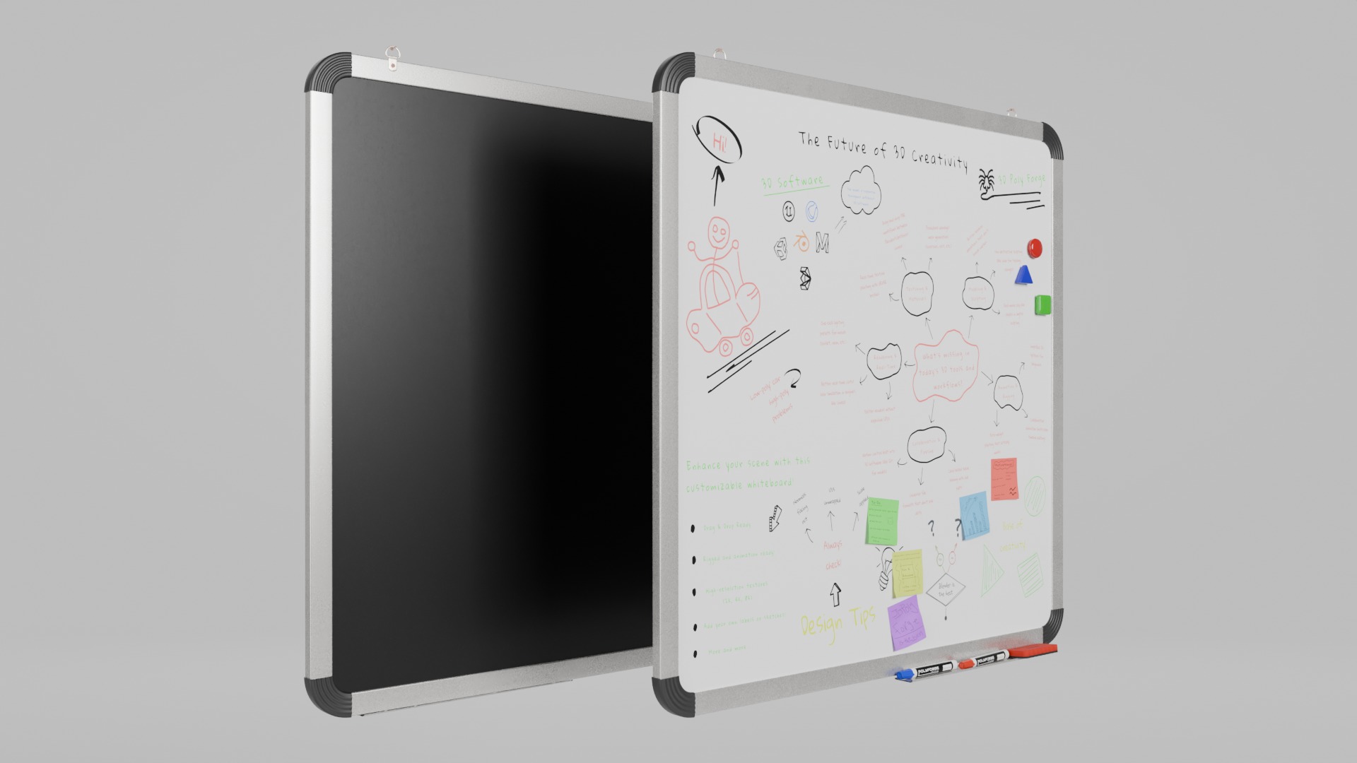 Compact Space Solution Set - Customizable Writing Boards 3D Model Collection_24
