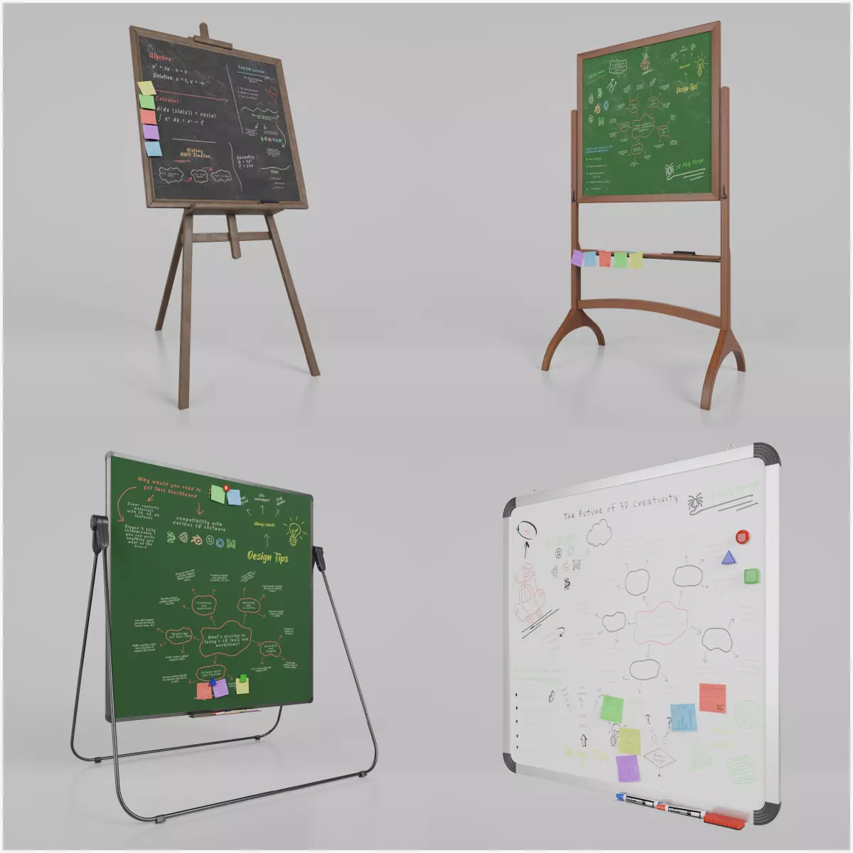 Compact Space Solution Set - Customizable Writing Boards 3D Model Collection_0