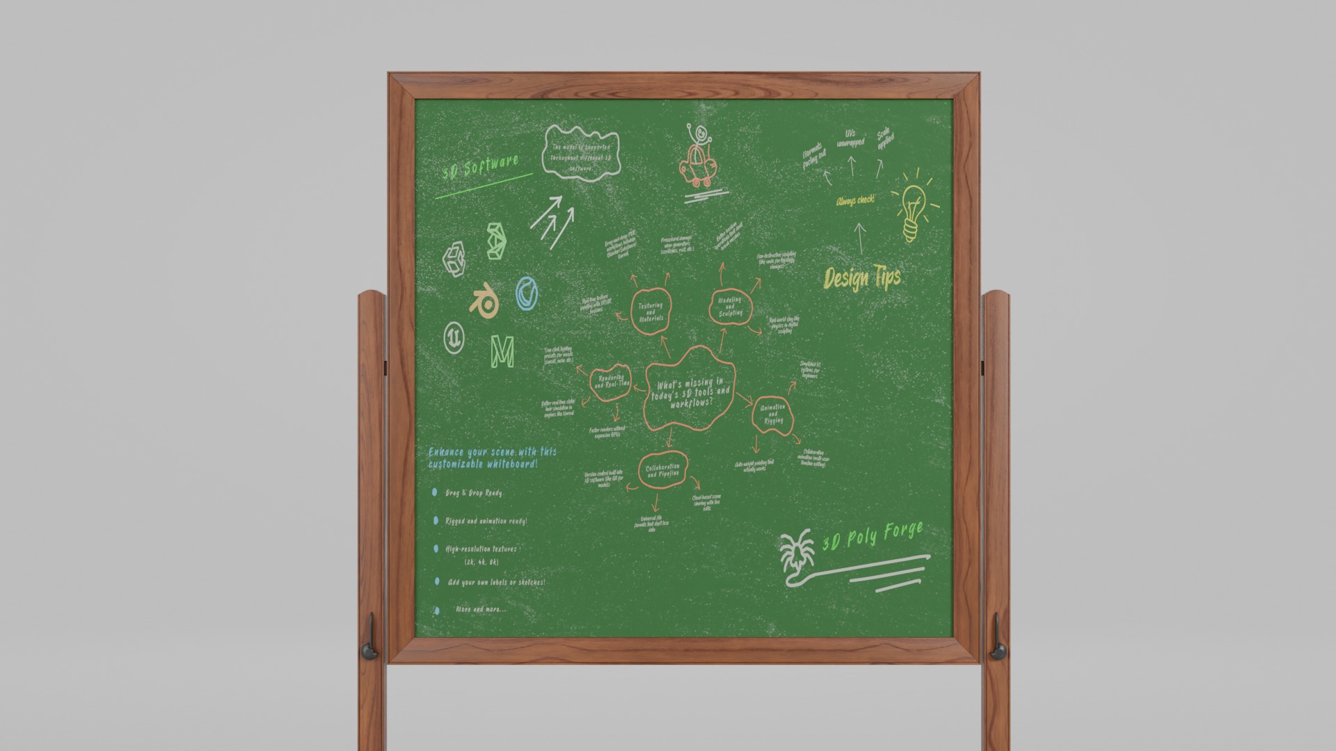 Compact Space Solution Set - Customizable Writing Boards 3D Model Collection_18